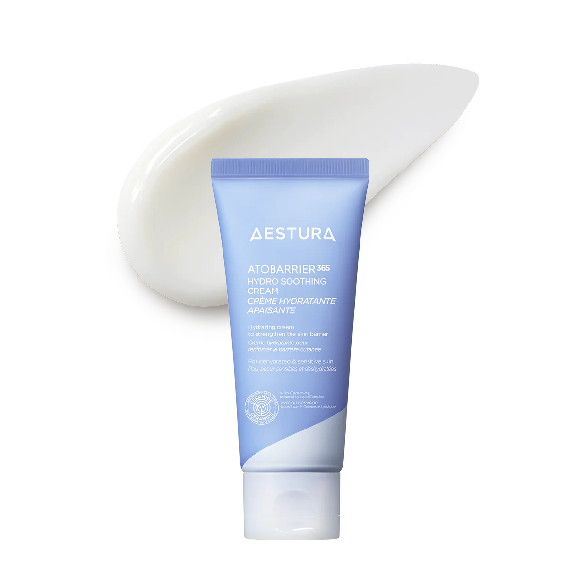 AESTURA Atobarrier 365 Hydro Soothing Cream in a 60ml tube for calming hydration and barrier repair.