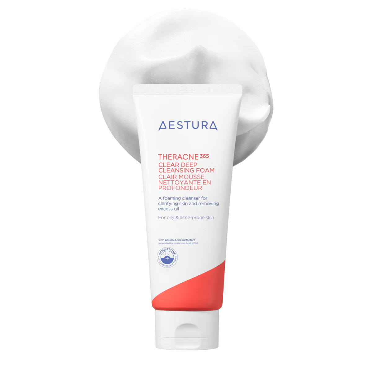 AESTURA Theracne 365 Clear Deep Cleansing Foam in a 200g tube for deep pore cleansing and oil control.