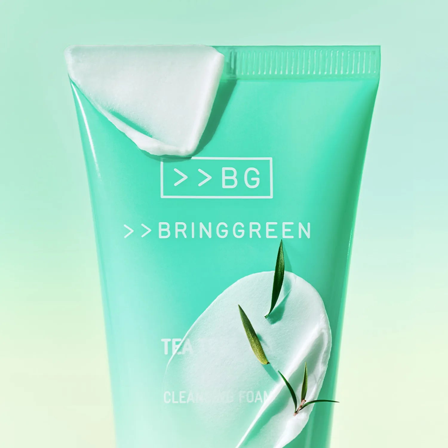 BRINGGREEN Tea Tree Cica Deep Cleansing Foam – Korean vegan foaming cleanser with enzyme powder, tea tree, and cica for deep pore care and soothing hydration.