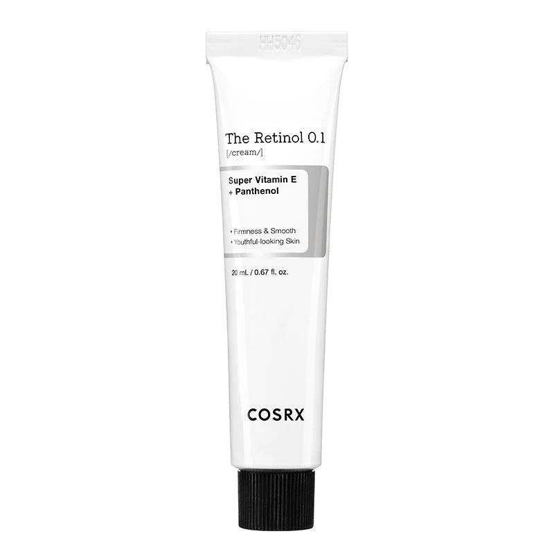 Minimalist tube of Korean retinol cream with 0.1% pure retinol for sensitive skin