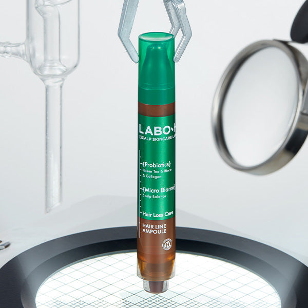 LABO‑H ampoule texture close-up, fast-absorbing scalp care