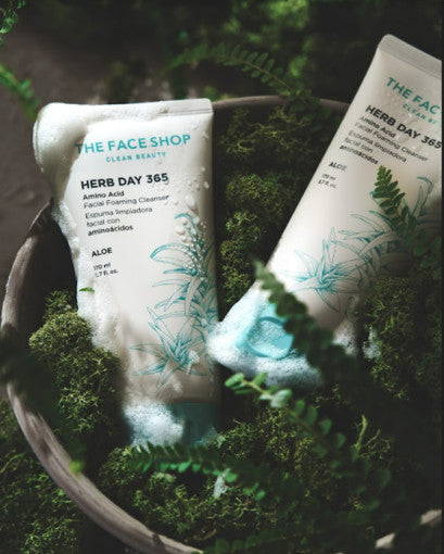 THE FACE SHOP Herb Day 365 Amino Acid Facial Foaming Cleanser 170ml