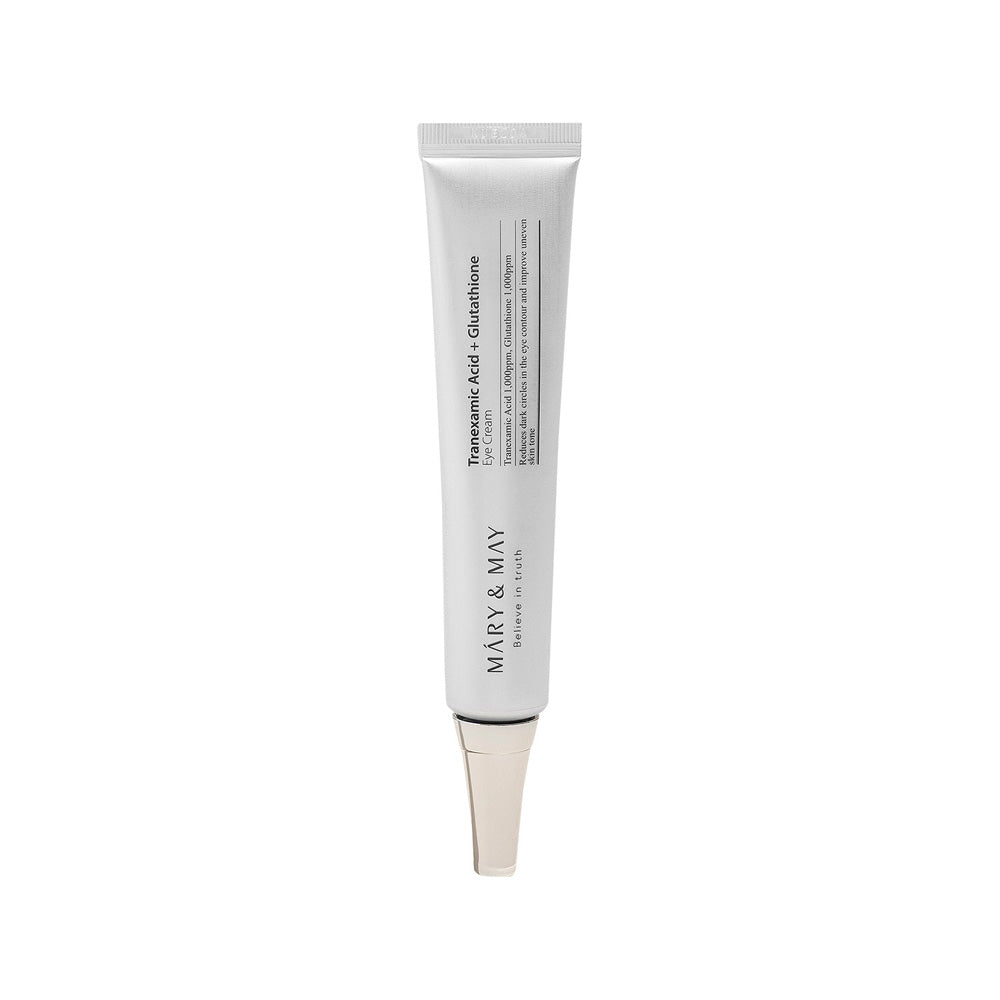 Skincare tube with silver cap on white background