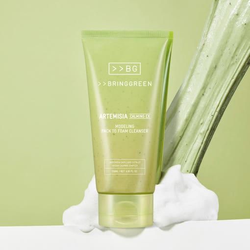 BRINGGREEN Artemisia Calming EX Modeling Pack to Foam Cleanser – Korean 2-in-1 mask and foam cleanser with Artemisia extract, hyaluronic acids, and gentle exfoliants.