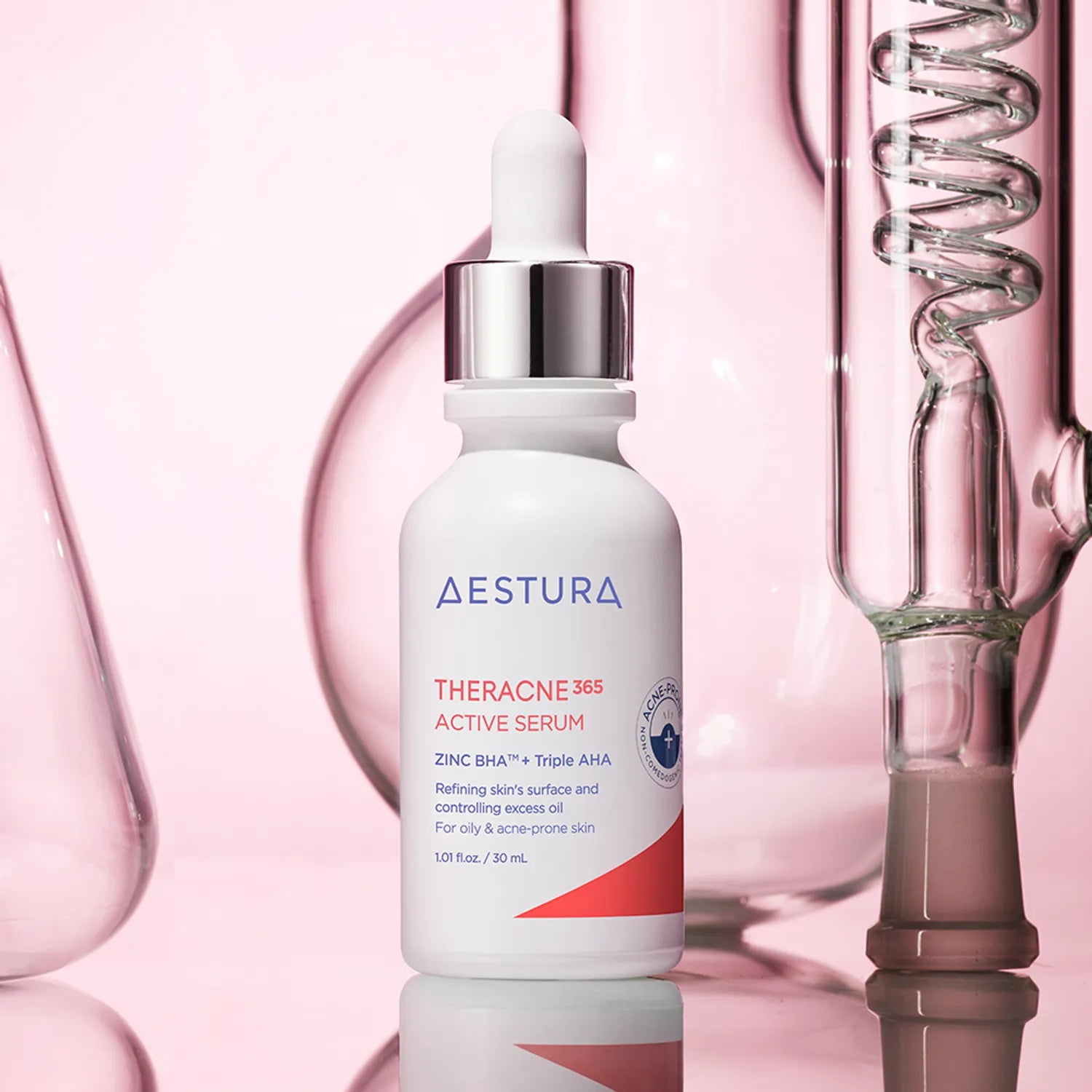 AESTURA Theracne 365 Active Serum in a 30ml bottle for acne-prone skin, pore care, and texture improvement.