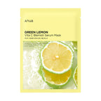 Anua Green Lemon Vita C Blemish Serum Mask – Korean skincare brightening sheet mask with Vitamin C, Glutathione, and Ferulic Acid to fade dark spots and hydrate.
