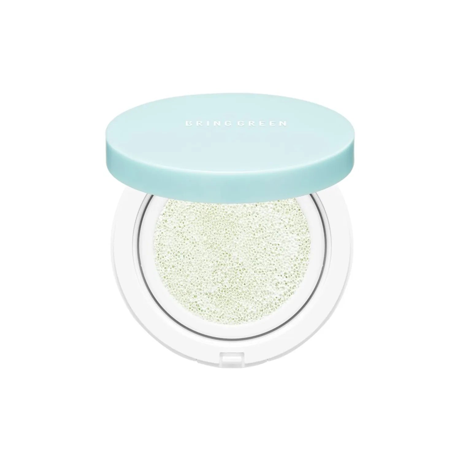 BRINGGREEN Tea Tree Cica Tone Up Sun Cushion – Korean sunscreen cushion with tea tree and centella extracts for soothing, non-greasy UV protection and natural tone-up.