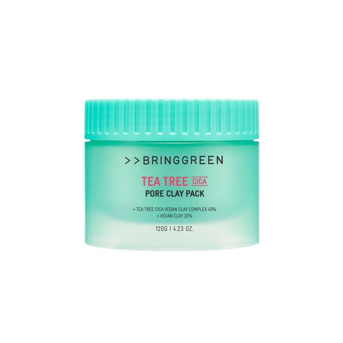 BRINGGREEN Tea Tree Cica Pore Clay Pack – Vegan Korean clay mask with 10% tea tree complex and centella for gentle pore cleansing and soothing sensitive skin.