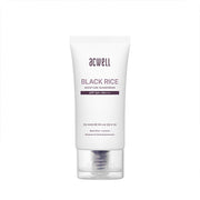 Acwell Black Rice Moisture Sunscreen tube with SPF 50+ label and clean, minimal design