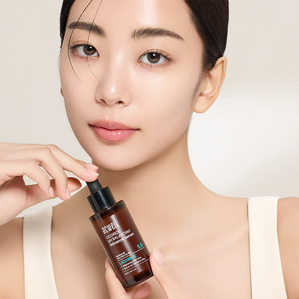 Acwell Licorice pH Balancing Advance Serum in a sleek pump bottle with lightweight texture