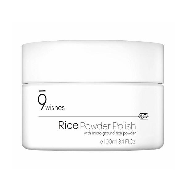 Container of rice powder polish on a white background