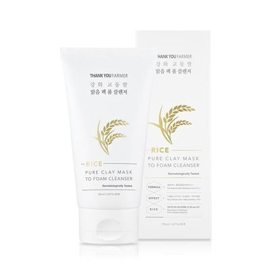 THANK YOU FARMER Rice Pure Clay Mask to Foam Cleanser 150ml