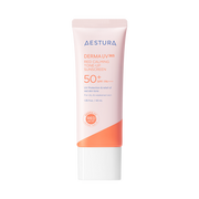 AESTURA Derma UV365 Red Calming Tone-up Sunscreen in a 40ml tube for redness correction and UV protection.