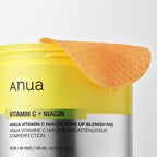 Anua Vitamin C+Niacin Blemish Tone-Up Pad – Korean skincare brightening exfoliating pad for dull, uneven skin.