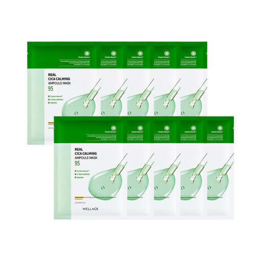 WELLAGE Real Cica Calming Ampoule Mask Sheet 20ml X 10