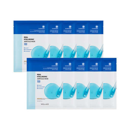 WELLAGE Real Hyaluronic Ampoule Mask Sheet 20ml X 10